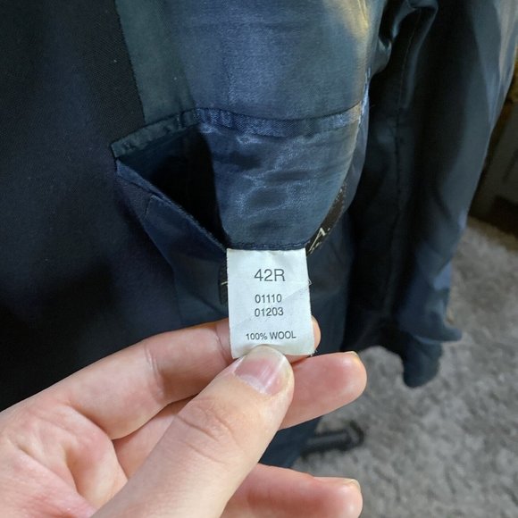 VTG JOS A BANK 100% WOOL Metal Buttons Suit Jacket Blazer Mens 42R Navy Preppy - Picture 5 of 11